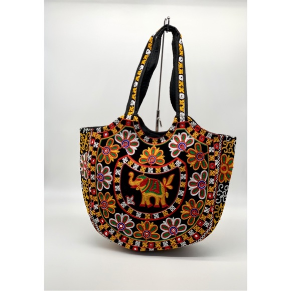 Elephant Tote Embroidered Mirror Shoulder Bag - Picture 2 of 8